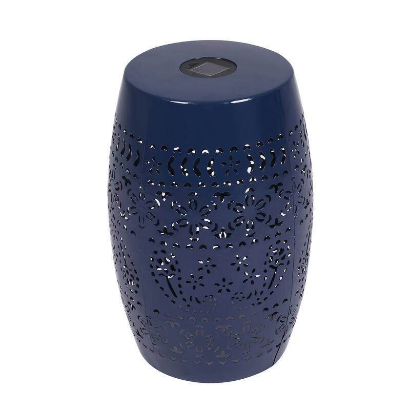 Solar-Powered Side Table with Light - Modern Iron Design, Garden & Patio Accent