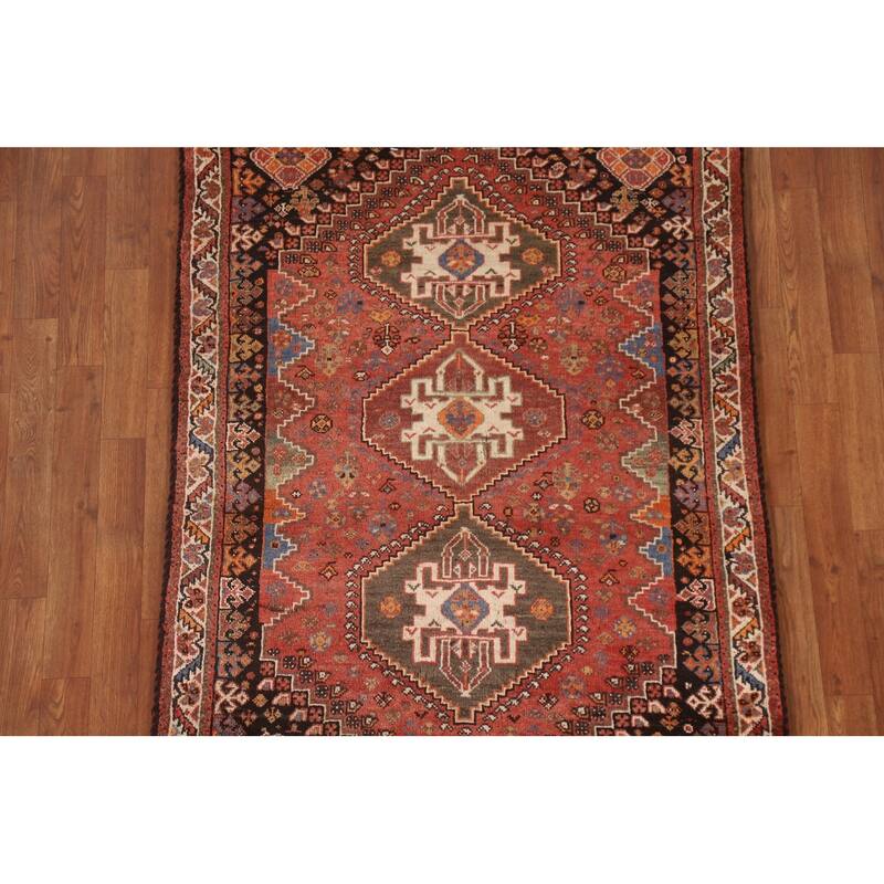 Hand Knotted Oriental 100% Wool Carpet Traditional Tribal Red Abadeh Area Rug - 5' 0'' X 3' 7''