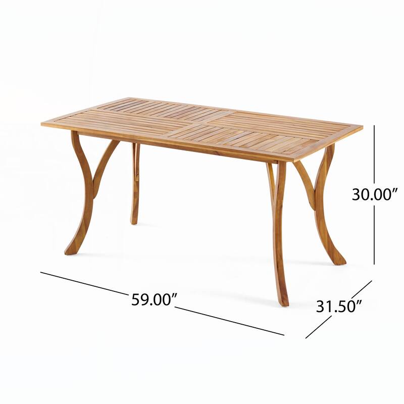 Outdoor Rectangular Solid Wood Table,Teak Finish