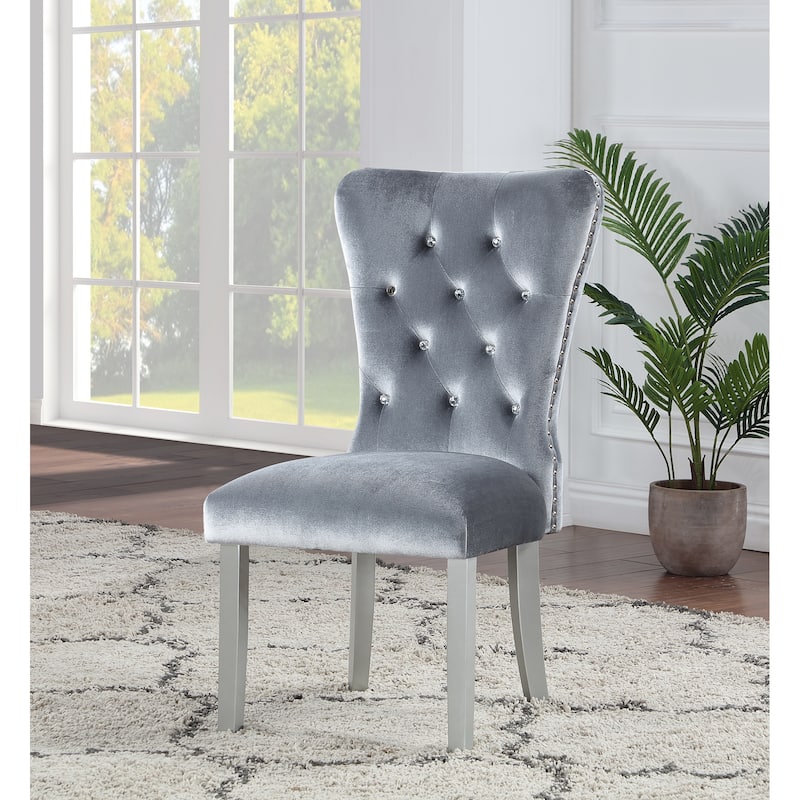 Geneva Silver Champagne Velvet Upholstered Side Chair (Set of 2)