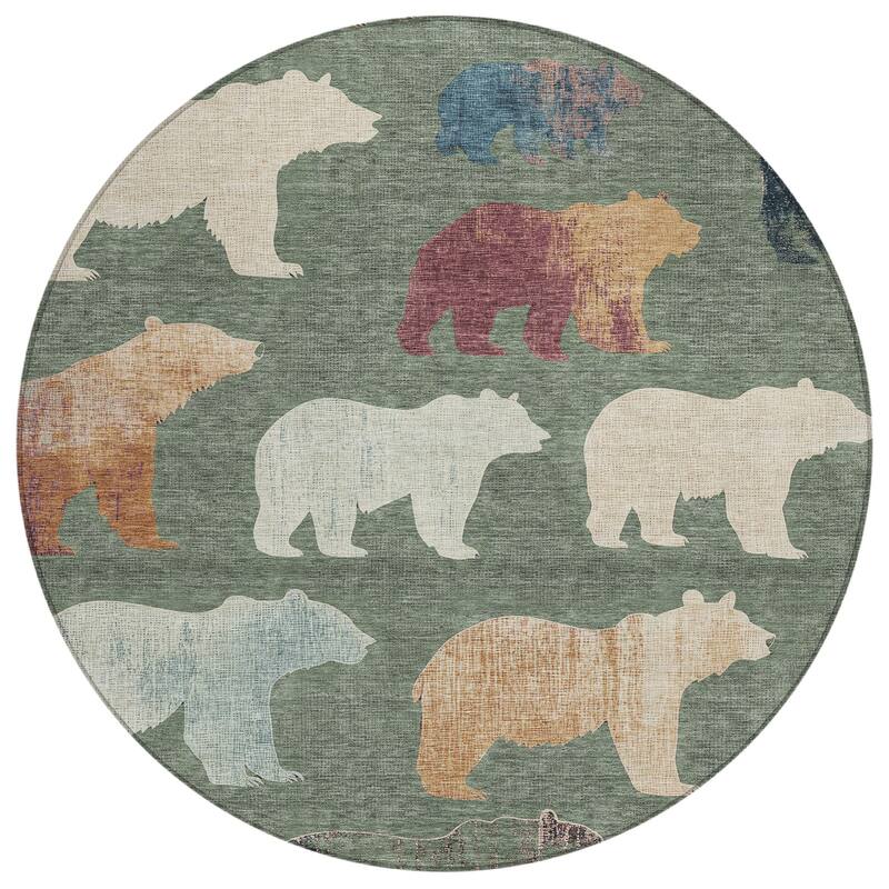 Machine Washable Indoor/ Outdoor Modern Bear Chantille Rug