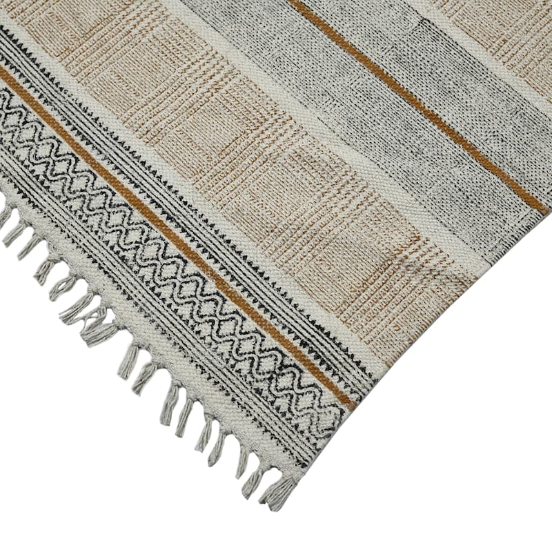 Declan Briel Handmade Geometric Flatweave Natural Fiber Cotton Rug