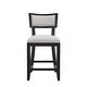 preview thumbnail 7 of 15, Set of 2 High Barstool with Back Upholstered Dining Chair, Wooden Frame Bar Chair for Home Bar, Kitchen Counter, Beige+Black