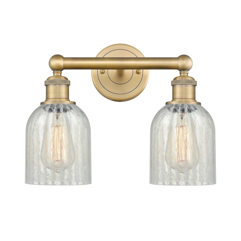 Innovations Lighting 616-2W-12-14 Caledonia Vanity Caledonia 2 Light - Brushed Brass / Mouchette