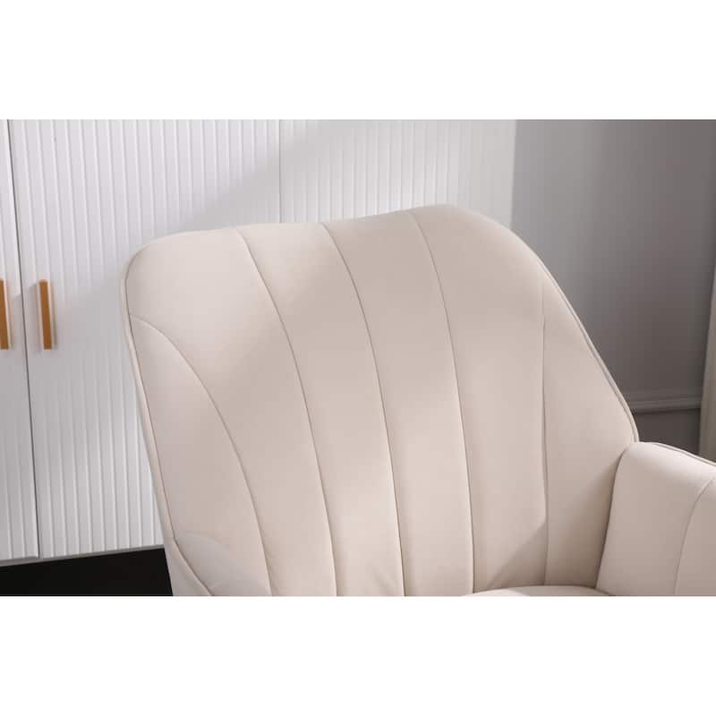 Velvet Dining Chair Beige Club Chair Barrel Chair Side Chair - Beige