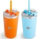 preview thumbnail 1 of 7, PopYum 13oz Insulated Stainless Steel Kids' Cups, 2-Pack Orange and Blue
