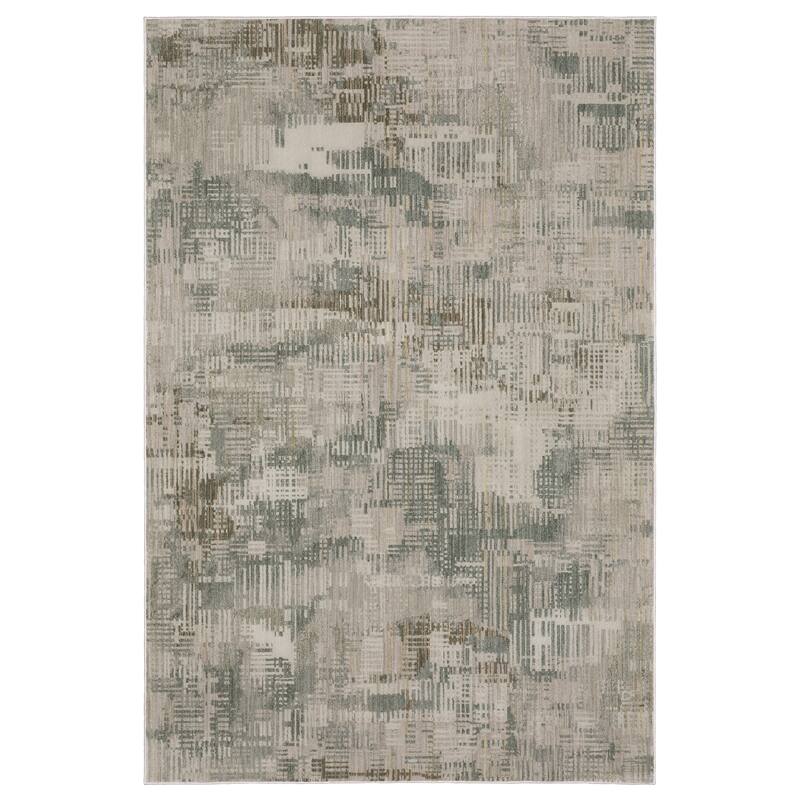 Melody Distressed Abstract Beige/ Blue Area Rug - 3'3" x 5'