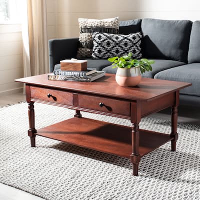 SAFAVIEH Cape Cod Dark Cherry 2-drawer Coffee Table - 41.7" x 21.7" x 18.5"