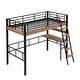 preview thumbnail 9 of 16, Metal Loft Bed with Built-in Desk, Storage Shelf and Ladder, Twin Size