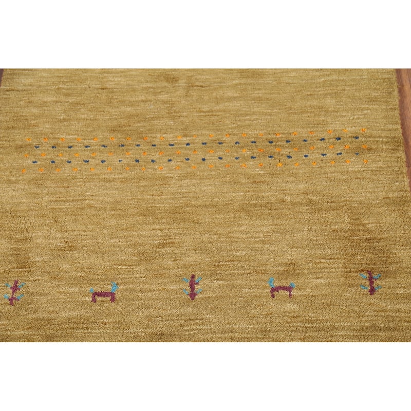Little Animals Gabbeh Indian Accent Rug Hand-Knotted Wool Carpet - 2'11"x 5'3"