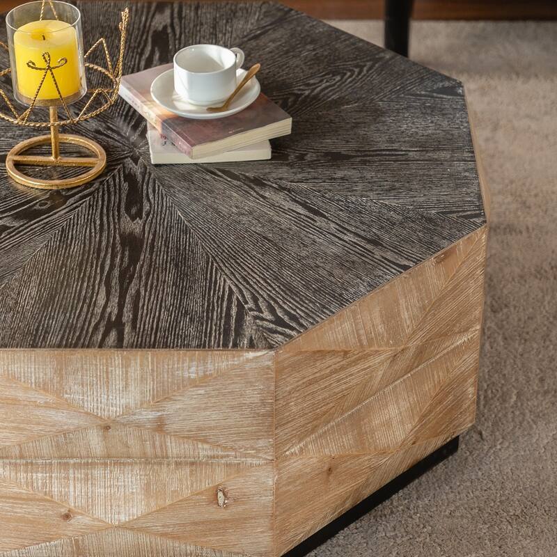 Living Room Home Rustic Cocktail Table Center Large Circle Coffee Table