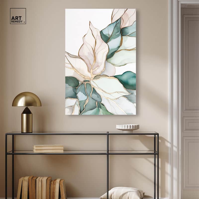 Pastel Leaves with Gold II Canvas by Art Remedy, Gallery Wrapped