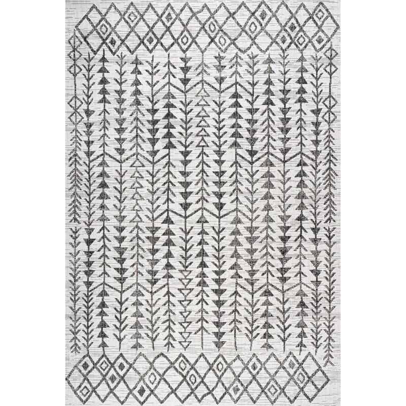 JONATHAN Y Sukie Bohemian Geometric Indoor/Outdoor Area Rug - 5 X 8 - Ivory/Black
