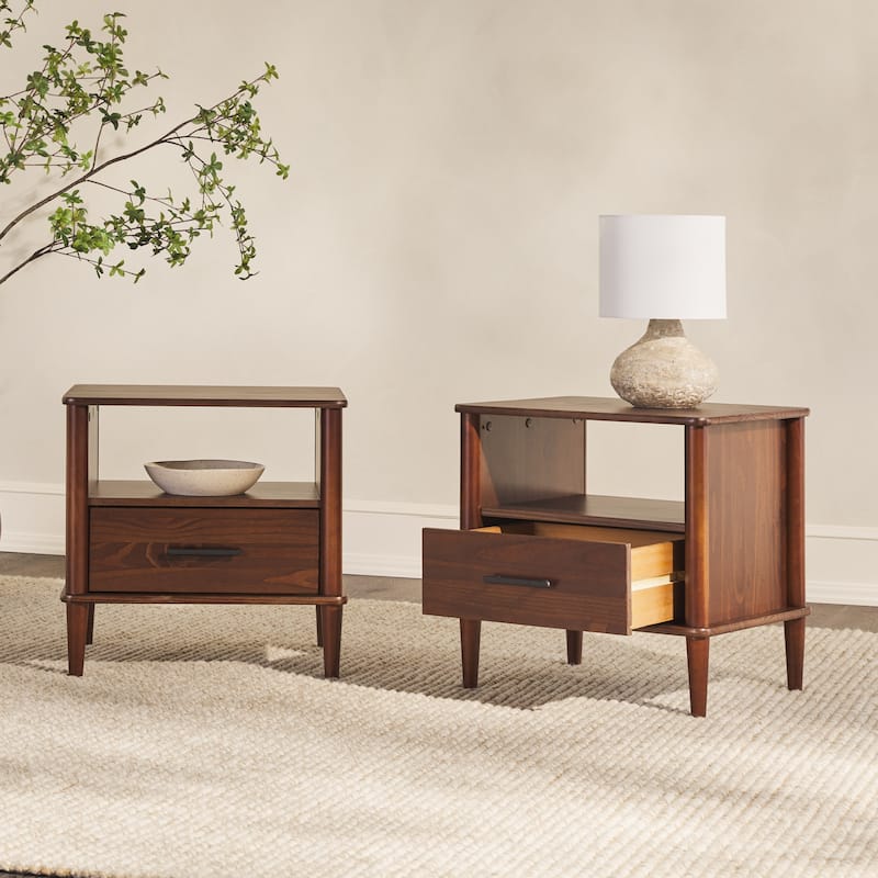 Middlebrook Designs Mid-Century Modern Solid Wood Spindle Nightstand (Set of 2)