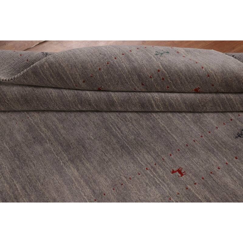 Little Animals Gabbeh Indian Area Rug Hand-Knotted Wool Carpet - 5'1"x 8'0"