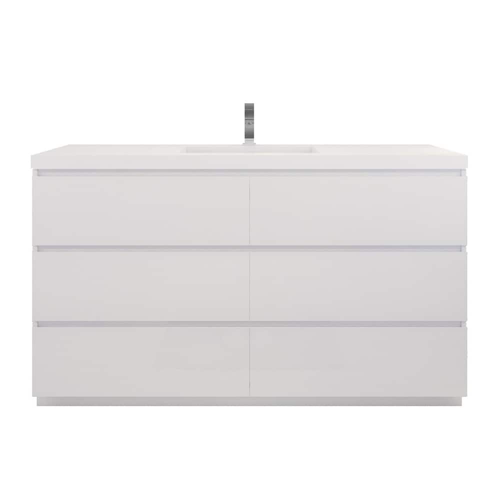 Aron 60'' Freestanding Vanity with Single Reinforced Acrylic Sink