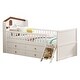 preview thumbnail 9 of 16, Twin Bed Frame w/ Storage 4 Drawers,Wooden Bed Frame for Kids, Platform Twin Size Bed with Guardrail Headboard & Ladder, White