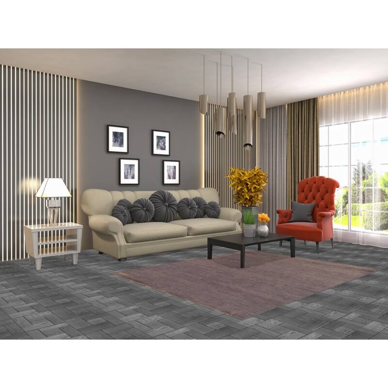 Modern Gabbeh Oriental Area Rug Hand-Knotted Grey Wool Carpet - 4'11" x 6'3"