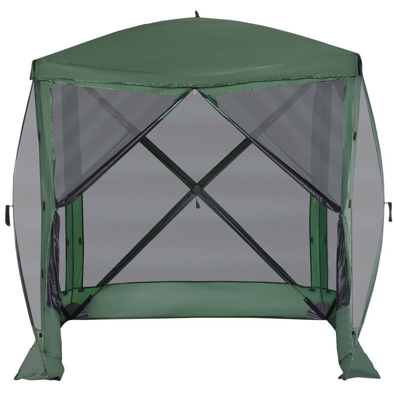 Outsunny 7'x7' Pop Up Camping Canopy Tent with Ventilating Mesh Screen, Portable Carry Bag for Outdoor Party