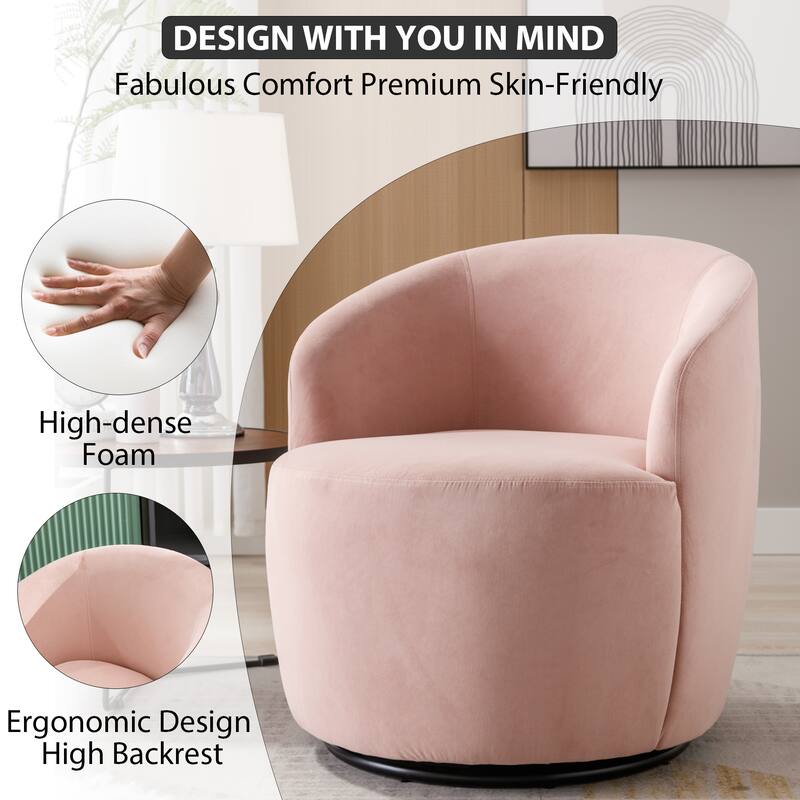 Ouyessir Swivel Barrel Chair Upholstered Armchair (Set of 1)