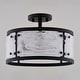 preview thumbnail 9 of 9, Wilder 3-Light Matte Black Modern Drum Semi Flush Mount Lighting Ceiling Fixture, White Swirl Glass Shade