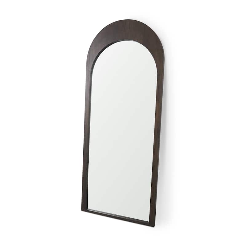 Celeste Dark Brown Wood Arched Floor Mirror - Dark Brown