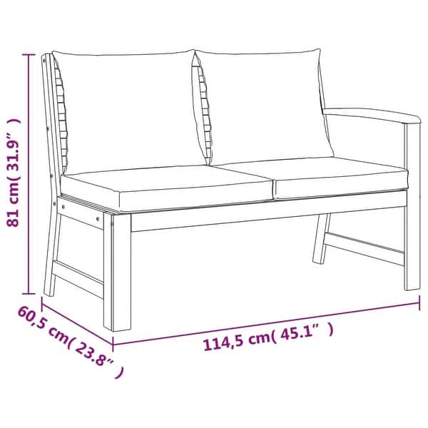 dimension image slide 6 of 15, vidaXL 4/5/6/7/9/11 Piece Patio Dining Set with Cushions Solid Wood Acacia