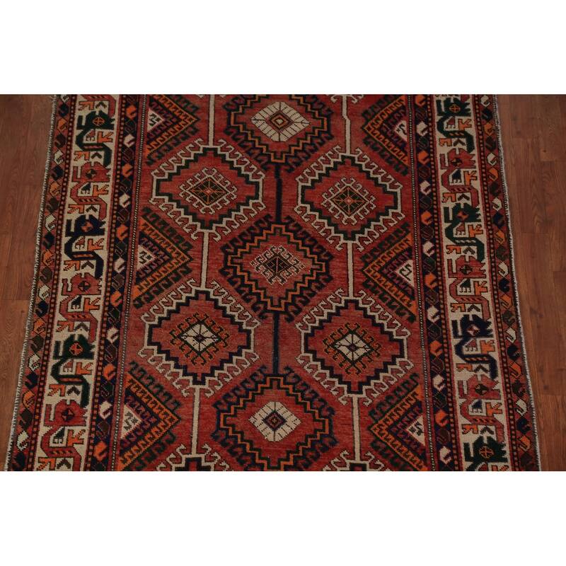 All-Over Geometric Bakhtiari Persian Area Rug Handmade Wool Carpet - 5'0"x 10'9"