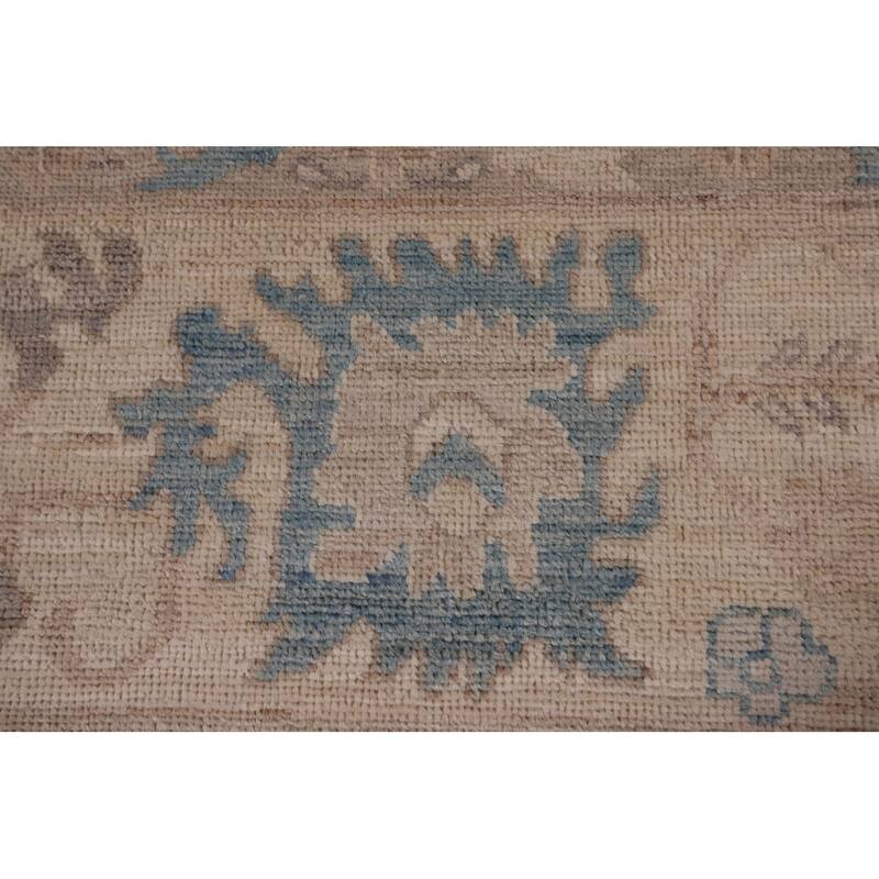 Vegetable Dye Oushak Area Rug Hand-Knotted Beige Floral Wool Carpet - 8'2" x 10'0"