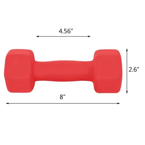 A Pair Dumbbell Barbell Neoprene Coated Weights 6 Pound Red 12lbs
