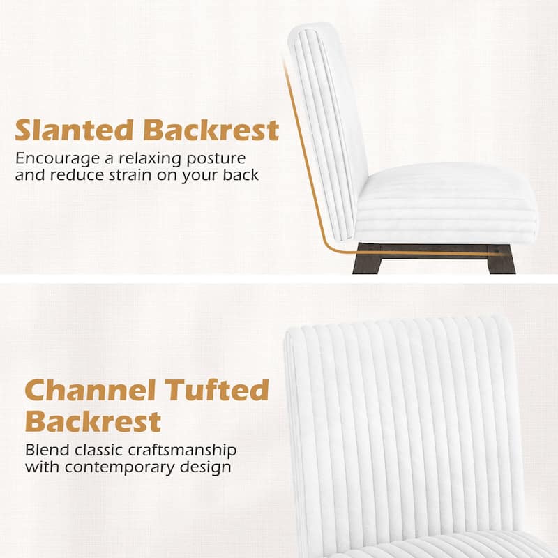 Costway Dining Chairs Set of 2/4 with Padded Seat, Rubber Wood Legs & - White + Gray