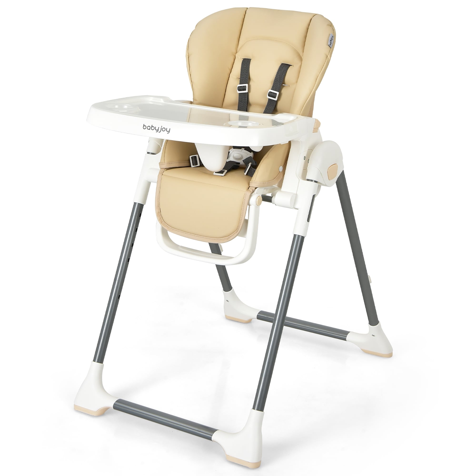 Foldable Baby High Chair w Double Removable Trays Book Holder