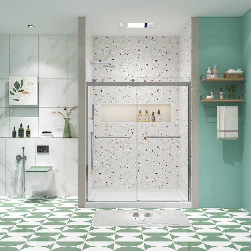 Bypass Sliding Shower Door with 5/16" Tempered Glass