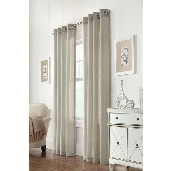 slide 2 of 12, Limbourg Semi Sheer Linen Blend Curtain Panel by Habitat