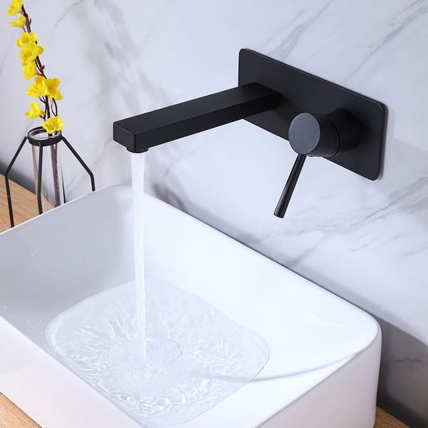 Solid Brass Modern Wall-Mount Bathroom Sink Faucet with ...