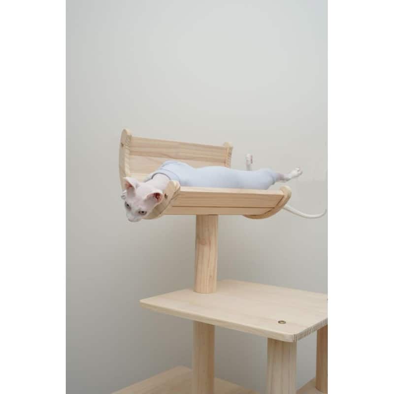 Solid Wood Cat Tower Cat Tree Cat Condo With Space Capsule Nest Cat Furniture Activity Centre
