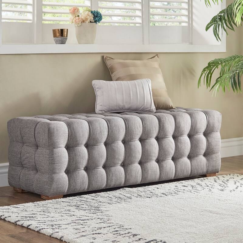 Gdansk Linen Fabric Tufted Bench
