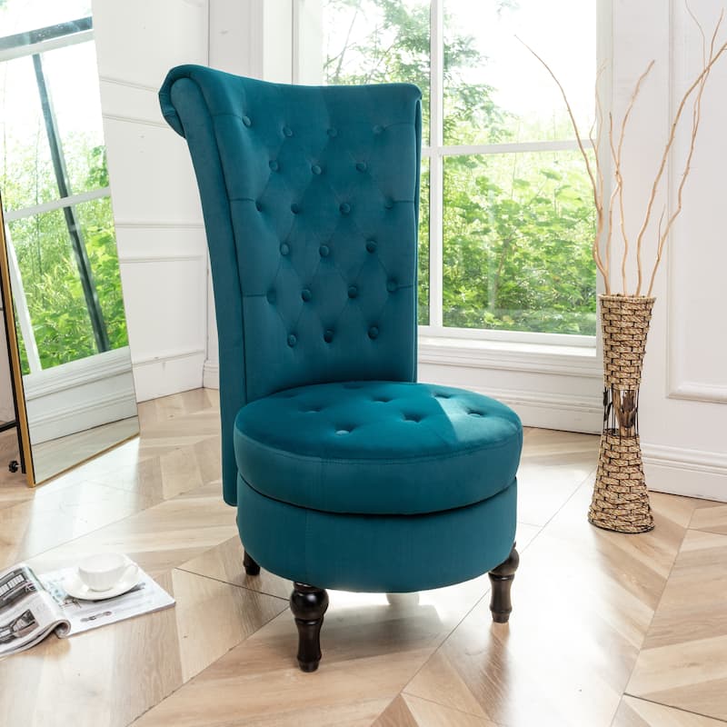 US Pride Furniture Gosser 20" Wide Velvet High Back Vanity Chair - Greenish Blue