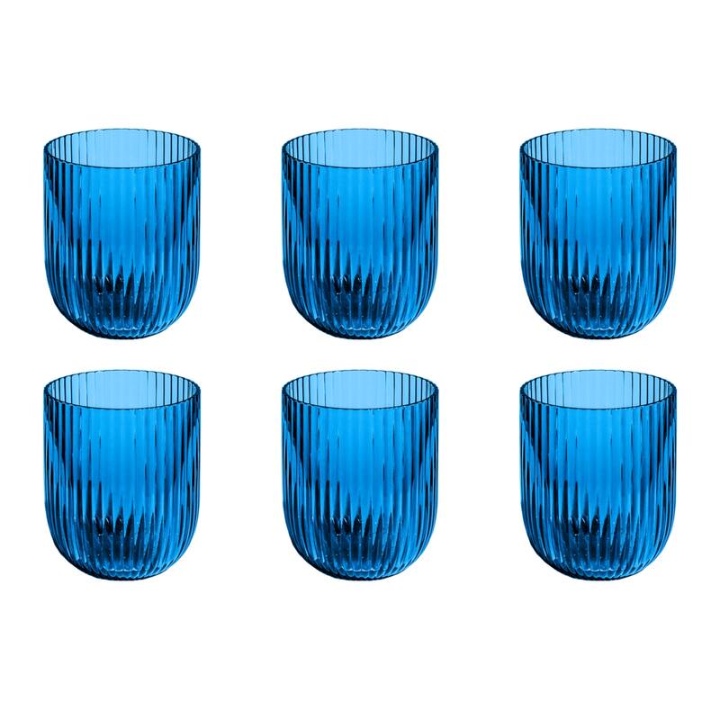 Abode Homewares Mesa Acrylic Stemless Wine Glass - 16.2 oz - Set of 6 - Cobalt Blue
