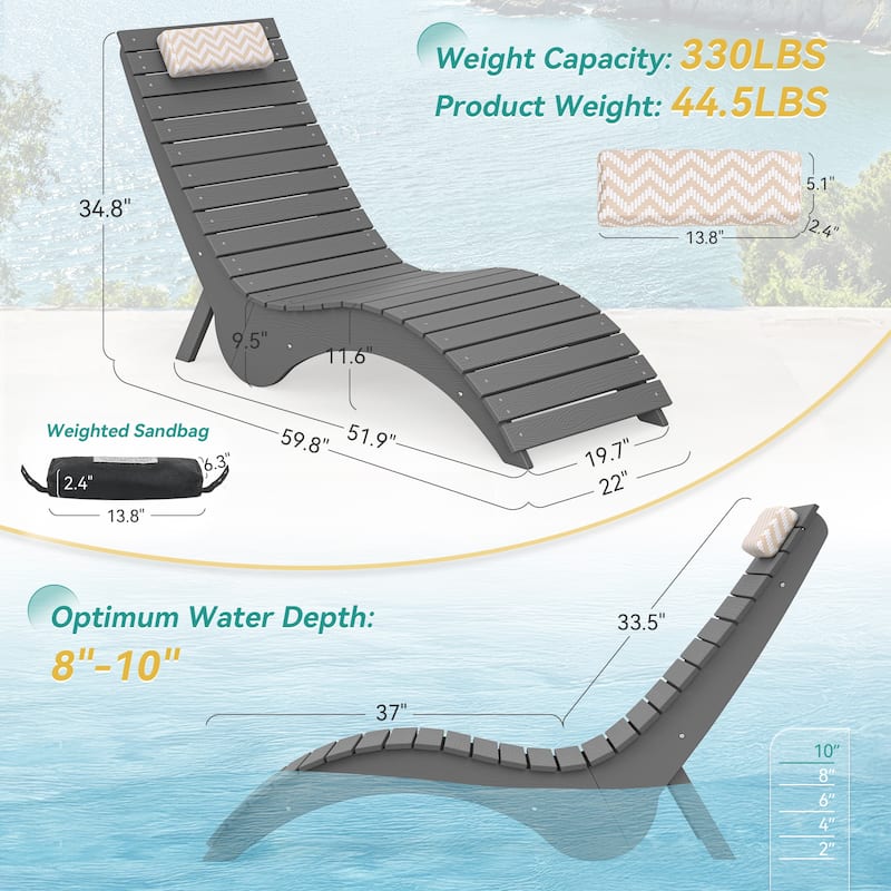 HDPS Water-Resistance Patio Lounge Chair Set of 3