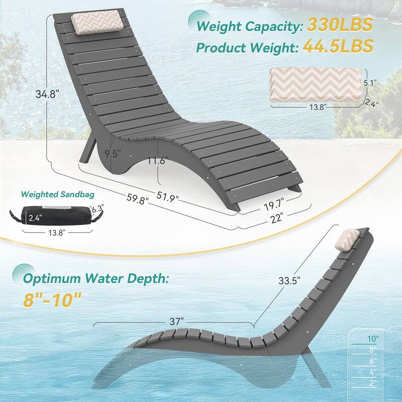Water-Resistance Pool Lounger for Deck, Pool, or Courtyard