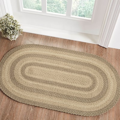 Cobblestone Jute Rug Oval w/ Pad 27x48 - 27" x 48" Oval