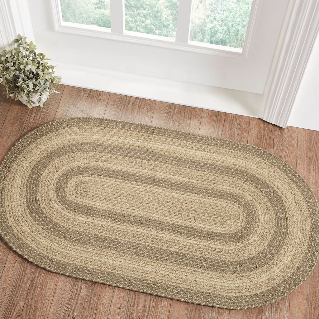 Cobblestone Jute Rug Oval w/ Pad 27x48 - 27" x 48" Oval