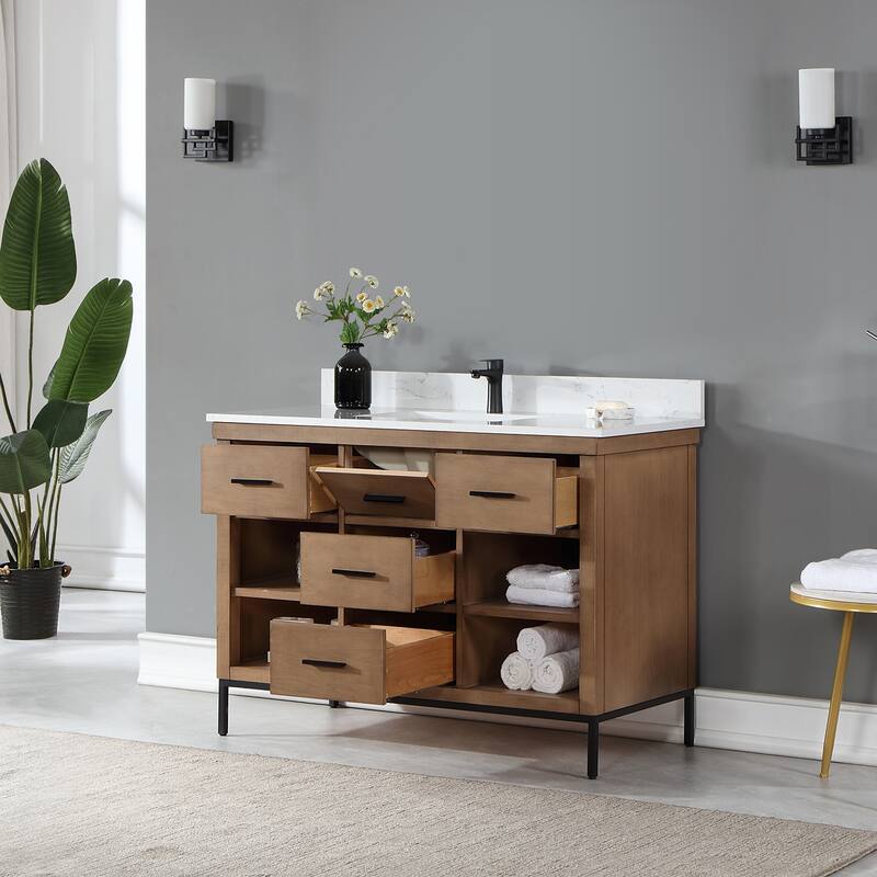 Altair Kesia Bathroom Vanity with White Composite Stone Top without Mirror