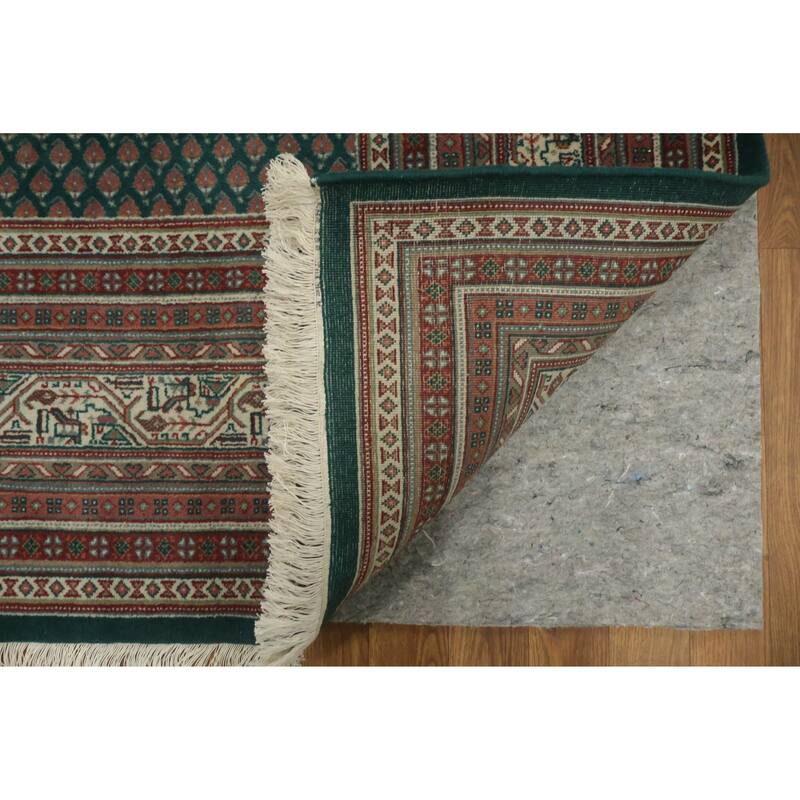 Hand Knotted Oriental 100% Wool Carpet Traditional All-Over Green Botemir Area Rug - 12' 0'' X 9' 1''