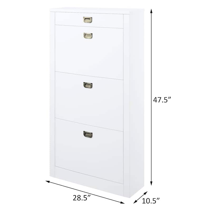 Bailey White High Gloss Shoe Cabinet with 4 Drawers