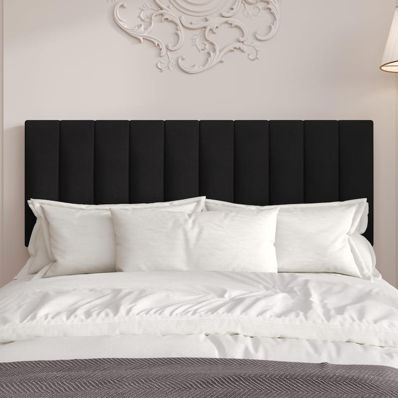 Clayfell Dennis Twin Upholstered Headboard with Vertical Channel Design, Adjustable Height, Gray - Black - Queen