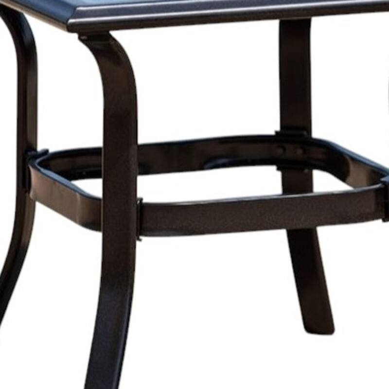 21" Black Metal Glass And Faux Wicker Outdoor Side Table
