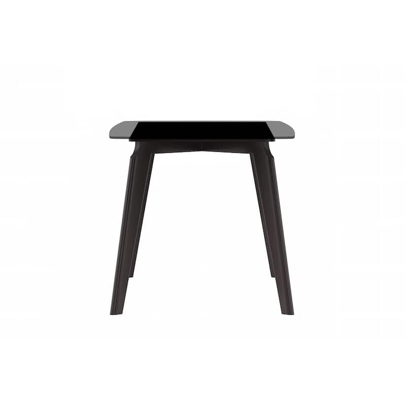 Krevor Modern Dining Table with Rectangular Sintered Stone or Glass Wide Tabletop and Black Steel Base