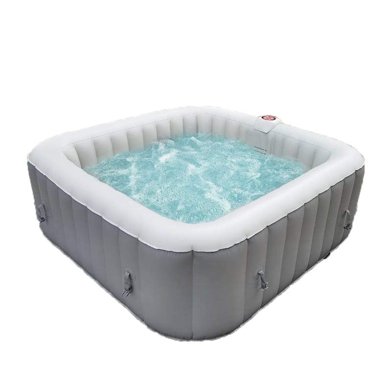 ALEKO Square Inflatable Jetted 6 Person Hot Tub Spa with Cover - Gray